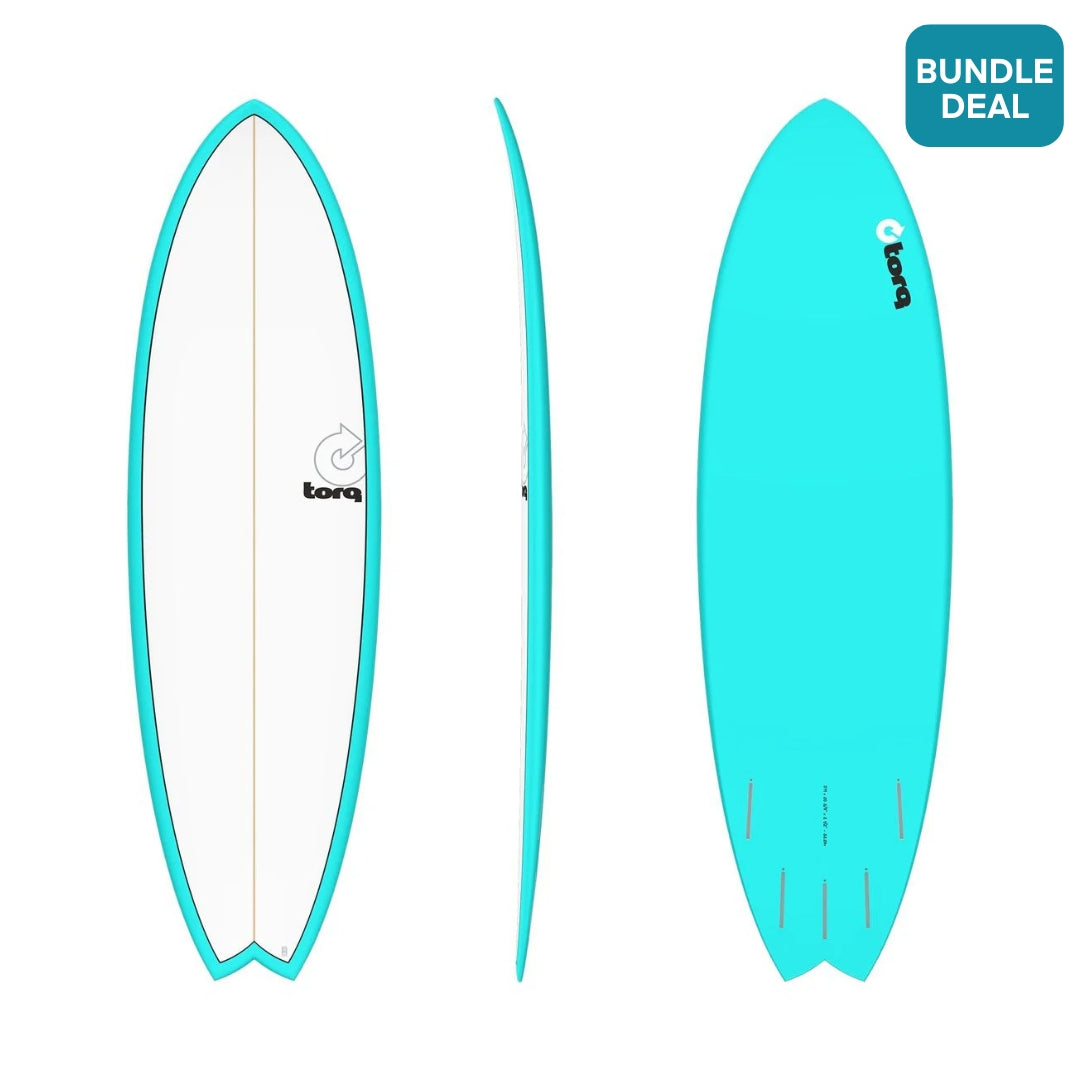 Torq TET Mod Fish Surfboard in Pinline Miami Blue