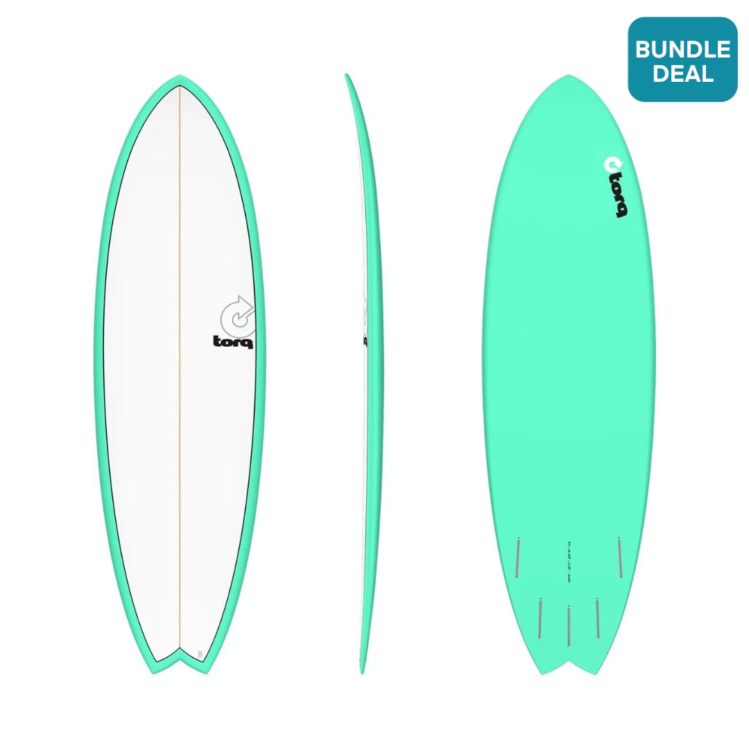 Torq TET Mod Fish Surfboard in Pinline Seagreen