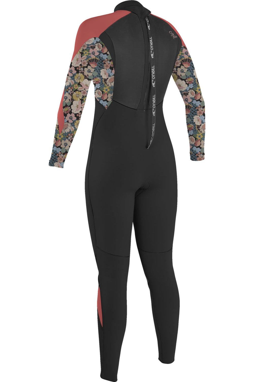 O'Neill Epic Girls Wetsuit 5/4 With Back Zip In Full Black Twiggy Tea Rose
