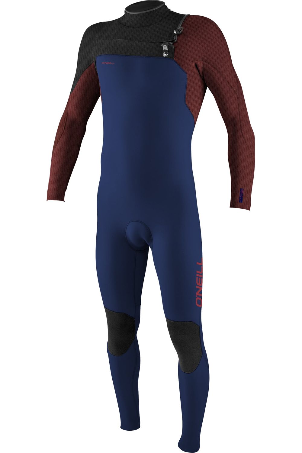 Image of O'Neill Youth Hyperfreak 4/3+ Chest Zip Full Navy Bloodshot Black from the front