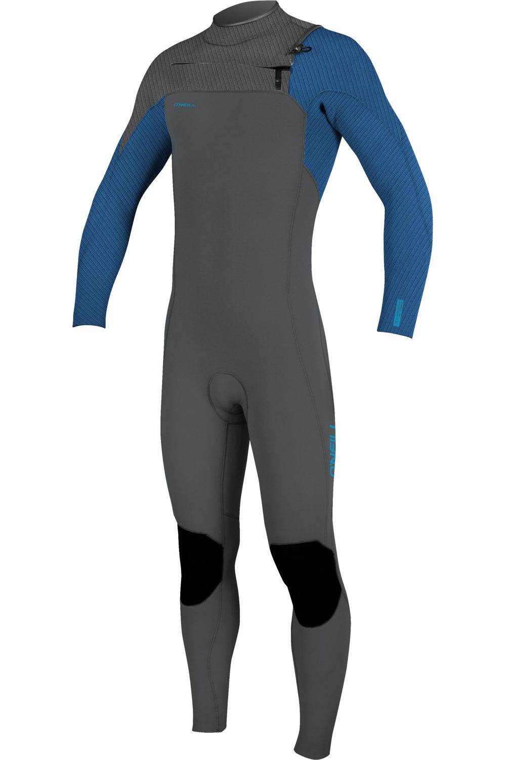Image of O'Neill Hyperfreak Youth Wetsuit 4/3+ Chest Zip Full Graphite Smoke Baliblue from the front