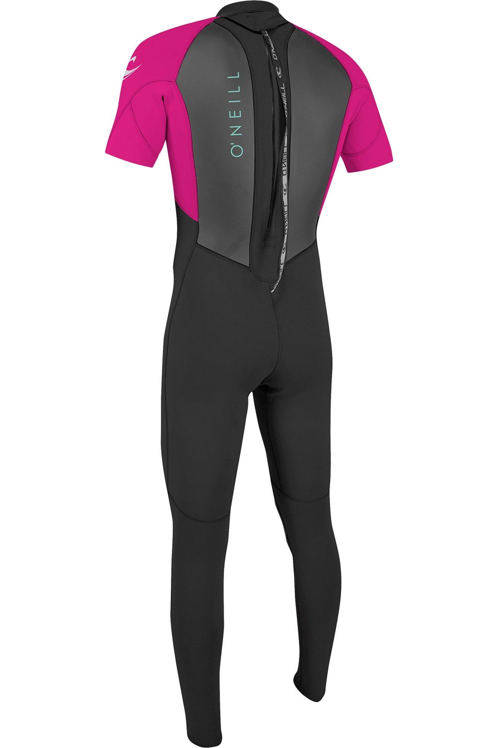 O'Neill Youth Reactor 2mm Wetsuit Back Zip Short Sleeve Black Berry
