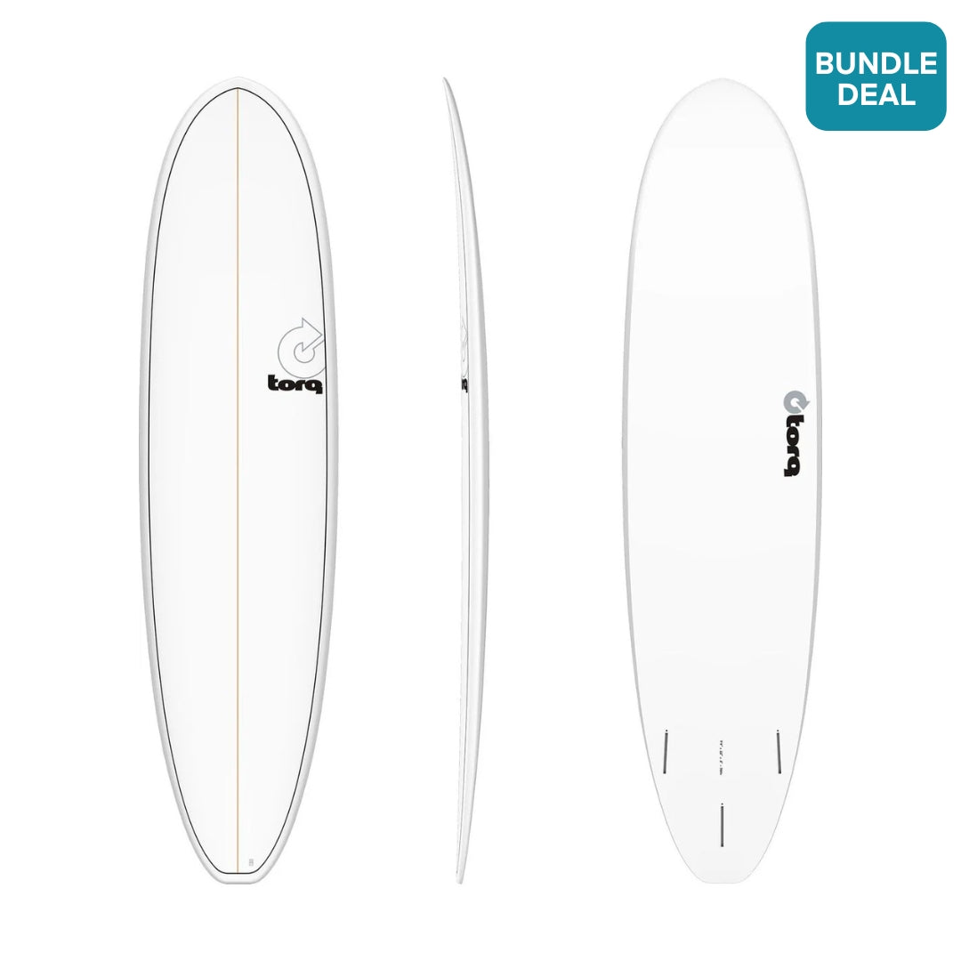 Torq TET Mod Fun V+ Surfboard in Pinline White